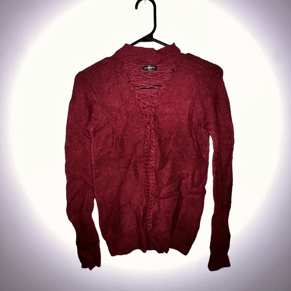 DYNAMITE BURGUNDY SWEATER - Picture 1 of 5